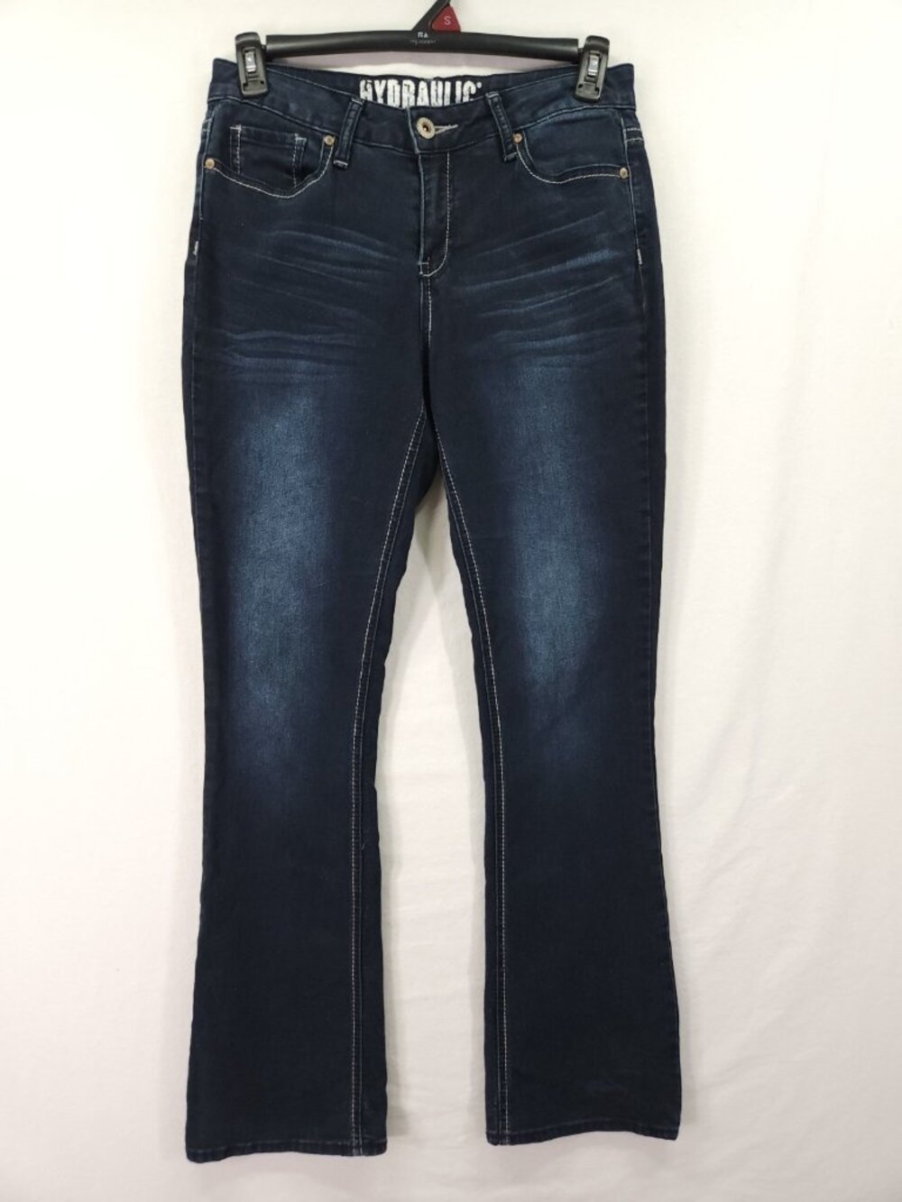 Hydraulic Womens Size 12 Dark Wash Flare Bootcut Jeans Stitch Pocket Denim Y2K